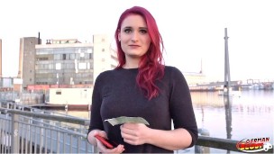 GERMAN SCOUT Redhead College Teen Melina Talk To Fuck At Street
